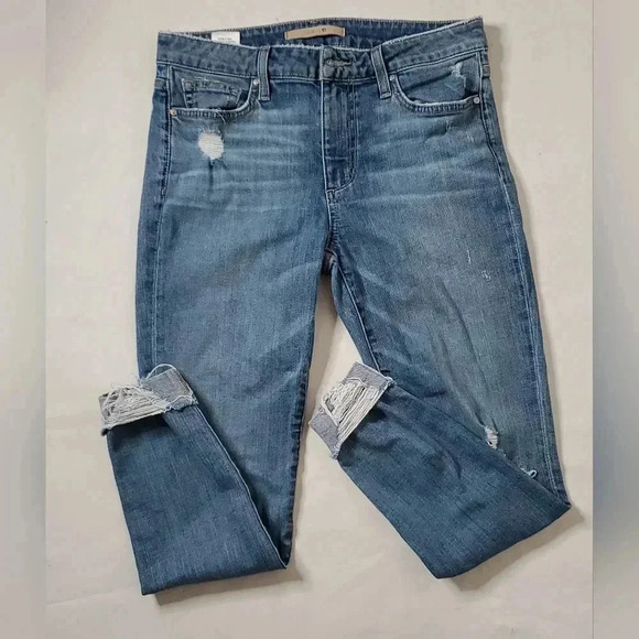 Joe's Jeans High Rise Skinny Ankle folded Raw Hem Distressed Jeans size  28 - Picture 2 of 9